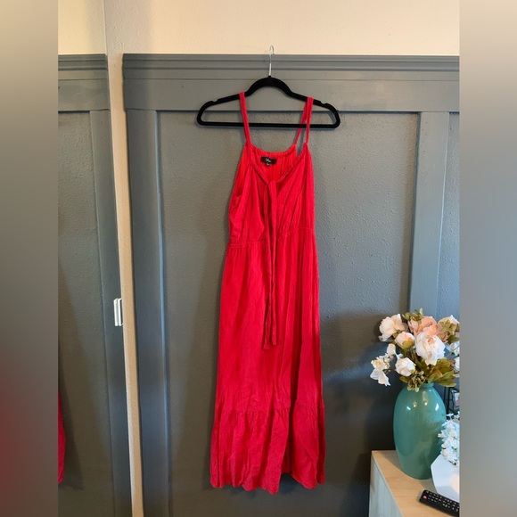 Season of Loving Red Drawstring Midi Dress - Picture 4 of 9